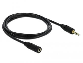 DeLock Stereo Jack Extension Cable 3.5 mm 3 pin male > female 1m Black