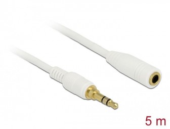 DeLock Stereo Jack Extension Cable 3.5 mm 3 pin male to female 5m White