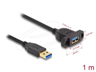 DeLock SuperSpeed USB-A 3.2 cable 1m Black