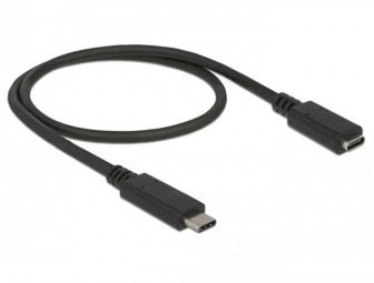 DeLock SuperSpeed USB3.1 Gen1 USB Type-C male > female 3 A cable 0,5m Black