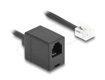 DeLock Telephone Cable / Coiled Cable RJ11 plug to RJ11 jack 1m Black