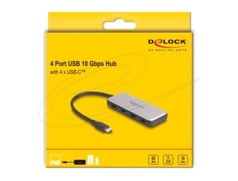 DeLock USB 10 Gbps USB Type-C Hub with 4x USB Type-C female and PD 85 Watt