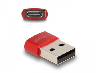 DeLock USB 2.0 Adapter USB Type-A male to USB Type-C female Red