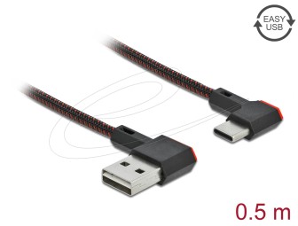 DeLock USB 2.0 Cable Type-A male to USB Type-C™ male angled left/right 0,5m Black