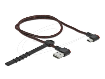 DeLock USB 2.0 Cable Type-A male to USB Type-C™ male angled left/right 0,5m Black