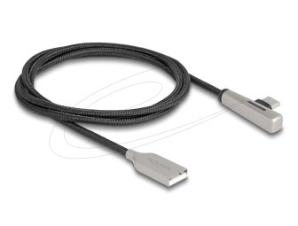 DeLock USB 2.0 Cable Type-A male to USB Type-C male angled with LED and Fast Charging 60W 1m Black