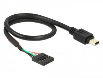DeLock USB 2.0 pin header female 5 pin > USB 2.0 Type Mini-B male 30cm cable Black