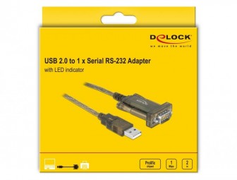 DeLock USB 2.0 Type-A > 1 x Serial DB9 RS-232 Adapter