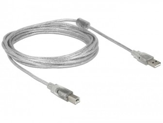 DeLock USB 2.0 Type-A male > USB 2.0 Type-B male 5m Transparent Cable