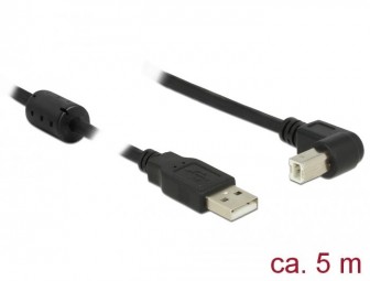 DeLock USB 2.0 Type-A male > USB 2.0 Type-B male angled 5m Black