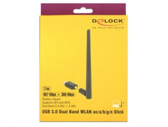 DeLock USB 3.0 Dual Band WLAN ac/a/b/g/n Stick 867 + 300 Mbps with external antenna