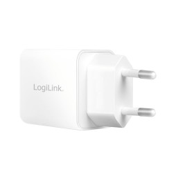 Logilink USB-A/C charger 20W GaN 2-port 1x USB-C (PD) 1x USB-A White