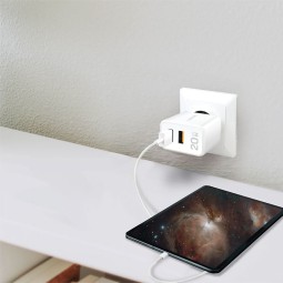 Logilink USB-A/C charger 20W GaN 2-port 1x USB-C (PD) 1x USB-A White