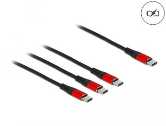 DeLock USB-C to 3xUSB-C male/male cable 0,3m Black