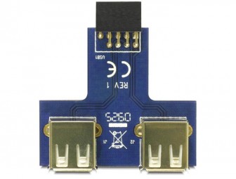 DeLock USB pin header female > 2x USB 2.0 female - up