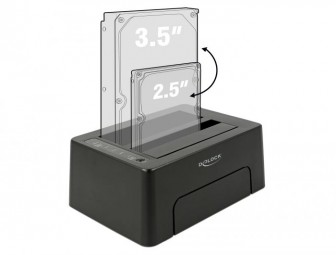 DeLock USB Type-C 3.1 Docking Station for 2x SATA HDD/SSD with Clone Function