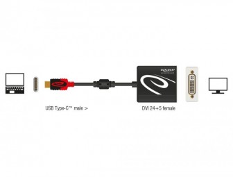 DeLock USB Type-C male > DVI-D (Single Link) female (DP Alt Mode) 4K 30Hz Adapter