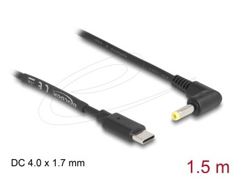 DeLock USB Type-C Power Cable to DC 4.0 x 1.7 mm male angled 1,5m Black