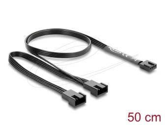 DeLock Y-Fan Cable 1 x 4 pin PWM female to 2 x 4 pin PWM male black – 50 cm long with 20cm branch Black