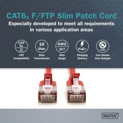 Digitus CAT6A F-FTP Patch Cable 1m Red