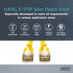 Digitus CAT6A F-FTP Patch Cable 3m Yellow