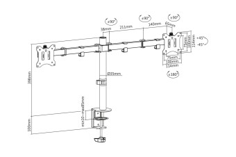Digitus DA-90400 Dual monitor mount 15
