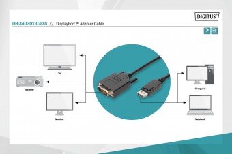Digitus DisplayPort Adapter Cable DP to DVI-D 3m Black