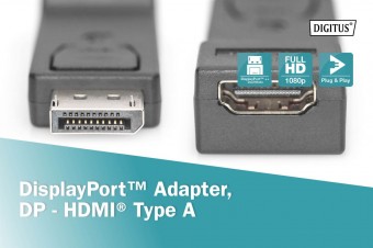 Digitus DisplayPort adapter, DP - HDMI type A