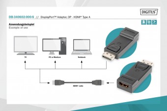 Digitus DisplayPort adapter, DP - HDMI type A