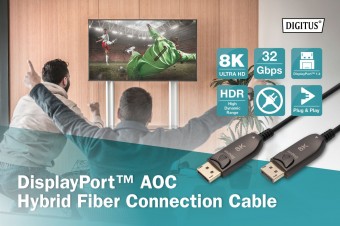 Digitus DisplayPort AOC Hybrid Fiber Optic Cable UHD 8K 20m Black