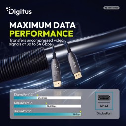 Digitus DisplayPort AOC Hybrid fiber optic UHD 8K cable 30m Black