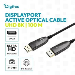 Digitus DisplayPort AOC Hybrid fiber optic UHD 8K cable 90m Black