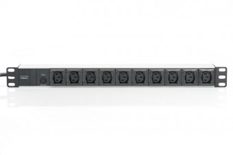 Digitus DN-95404 aluminum outlet strip 10 outlets 2m supply IEC C14 plug