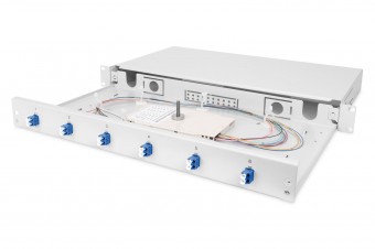 Digitus FO splice box, 1U, equipped, 6x LC DX, OS2