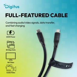 Digitus USB Silicone connection USB-C - USB-C cable 1m Black