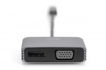 Digitus USB Type-C 4K 2-in-1 DisplayPort + VGA Graphics Adapter Silver