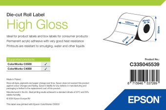 Epson S045539 High Gloss címkeszalag 102mm x 51mm 610pcs