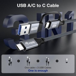 EQuip 2 in 1 USB 3.2 Gen 2x2 C to C/A cable 1m Black
