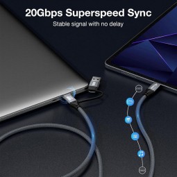 EQuip 2 in 1 USB 3.2 Gen 2x2 C to C/A cable 1m Black