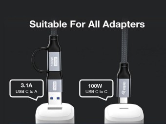 EQuip 2 in 1 USB 3.2 Gen 2x2 C to C/A cable 1m Black