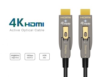 EQuip HDMI 2.0 Detachable Type D + A Active Optical Cable 4K/60Hz 30m Grey