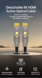 EQuip HDMI 2.1 Detachable Type D + A Active Optical Cable 8K/60Hz 30m Grey