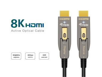 EQuip HDMI 2.1 Detachable Type D + A Active Optical Cable 8K/60Hz 30m Grey