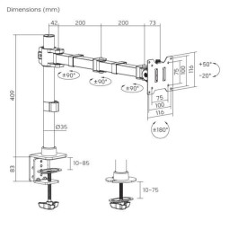 EQuip Heavy-Duty Articulating Monitor Desk Mount 17
