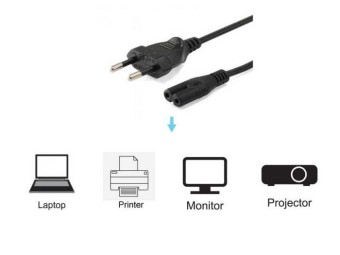 EQuip High Quality Power Cord C7 to 2pin Euro 1,8m Black