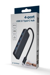 Gembird 4-portos USB3.1 Type-C HUB Black