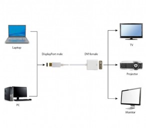 Gembird A-DPM-DVIF-03-W DisplayPort to Dual-Link DVI-I (24+5) Adapter Cable White