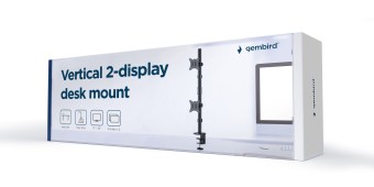 Gembird MA-D2-02 Adjustable 2-display vertical desk mount 17”-32” Black