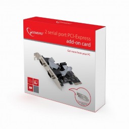 Gembird SPC-22 2 serial port PCI-Express add-on card, with extra low-profile bracket