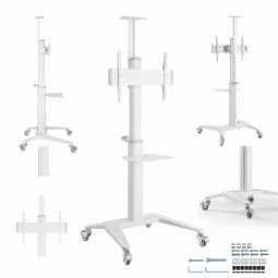Gembird TVS-70T-02-W Aluminum TV floor stand with caster wheels 37